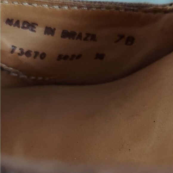 Vintage Frye Brown Leather Peep Toe Slip On Heels Shoes Size 7 - Picture 9 of 9